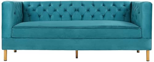 Image of Chesterfield Traditional 3 Seater Luxury Sofa Loving Sofa Button Tufted for Living Room, Guest Room, Bedroom, and Your Loving Space (Teal)