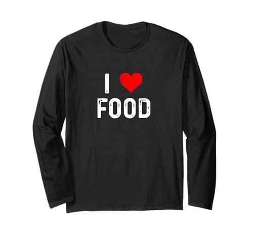 I Love Food - Cuore - Distressed - Cook Chef Cooking Maglia a Manica