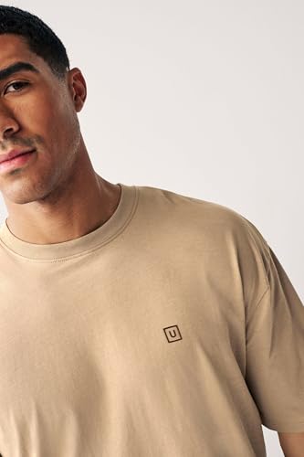 Image of Urbano Fashion Men's Solid Round Neck Oversized Half Sleeve Cotton T-Shirt