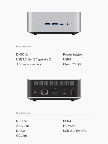 Image of MINISFORUM AI X1-255 Mini PC Barebone with AMD Ryzen 7 255 (8C /16T, up to 4,9 GHz), HDMI /DP /USB4 (4K@120 Hz), Dual Speaker /DMIC,USB-A X 3, 2.5G LAN, Wi-Fi 7 /BT5.4