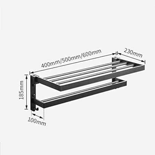 Porte-serviettes mural de douche pliable 40cm avec double barre de rangement - 3
