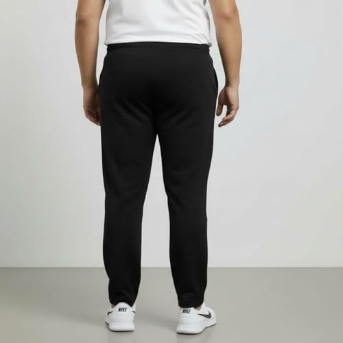 Image of Khakey Men's Black Regular Fit Cotton Plus Size Track Pant|Regular Fit Track Pants|Cotton Trackpant for Men|Solid Trackpants Men Combo