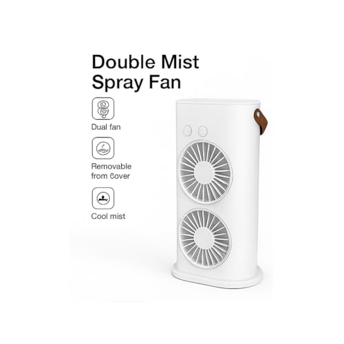 Image of Casaquin Ac Mini Cooler Fan for Room Cooling, Portable USB, 3-Mode with LED Light, Humidity Control, Aroma Diffuser Function, 3 Spray Modes for Office,Home,Dorm,Travel (Double Mist Sprey Fan)