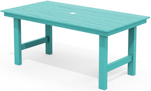 Image of SERWALL 67 inch Rectangle HDPE Outdoor Dining Table for 6,Aruba