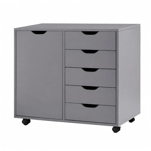 Image of Naomi Home Amy 5-Drawer Rolling Office File Cabinet - Gray