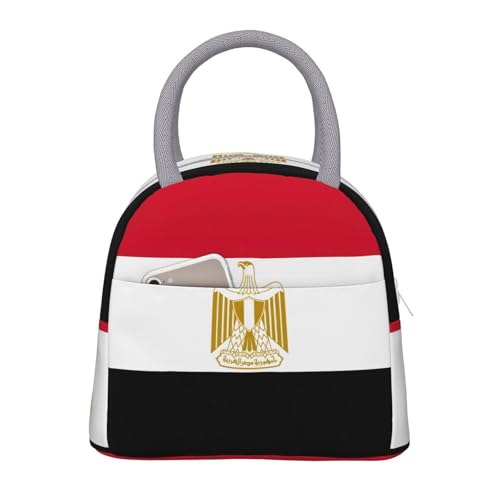 bmnaswt Borsa termica per il pranzo con stampa di bandiera egiziana, borsa per il pranzo con tasca frontale, borsa termica per il pranzo con cerniere