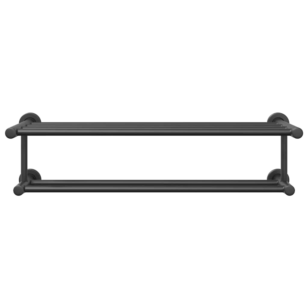 Portasciugamani nero, 61 x 23 x 17 cm, in acciaio inox
