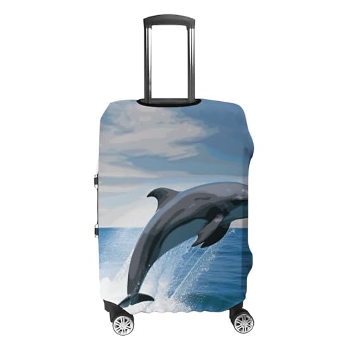 Jumping Up Dolphins Printed Luggage Cover Protector, Fits 18-32 Inch Luggage4