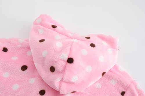 Image of Boys Girls Bathrobes Soft Hooded Bathrobes Sleepwear robe for Girls boys (Pink Dots, 7-8 Years)