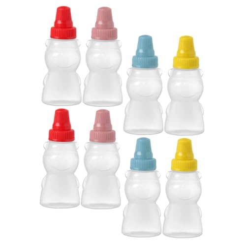 GETAJGHSD 8個 小熊形状調味料ボトル 軽量プラスチック製ミニケチャップ醤油ソース容器 お弁当やピクニック用携帯便利な小けボト 再利用可能