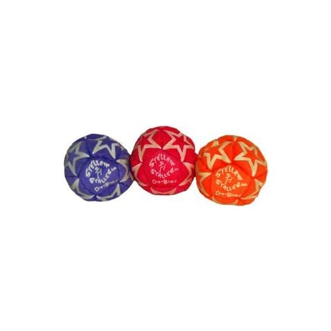 DIRTBAG Footbag Stellar Staller 3 Pack, Glow in The Dark 12-Panel Footbag Hacky Sack, Hand-Stitched, Synthetic Suede - Purple/Magenta/Orange Cover