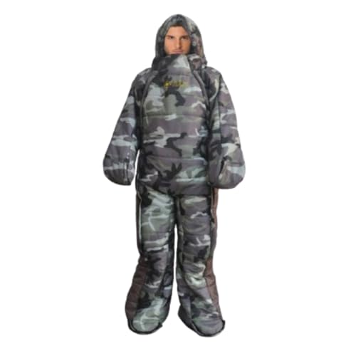 zfadgru 着る寝袋 人型 動ける シュラフ 冬用 水洗い可 最低使用温度-10℃ 適応身長150〜170cm カモフラ L メンズ レディース アウトドア キャンプ (XL,カモフラージュ)