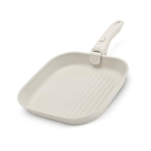 Uqezagpa Juego de sartenes antiadherentes de aluminio con mango ergonómico extraíble para carne, verduras y preparación de comidas familiares, juego de sartenes antiadherentes