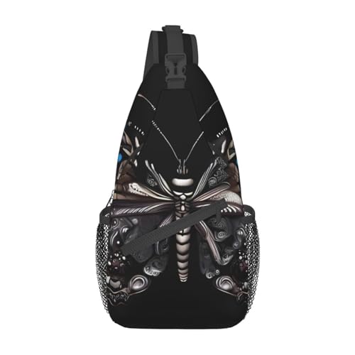 Sac à dos à bandoulière réglable et confortable avec motif papillon noir