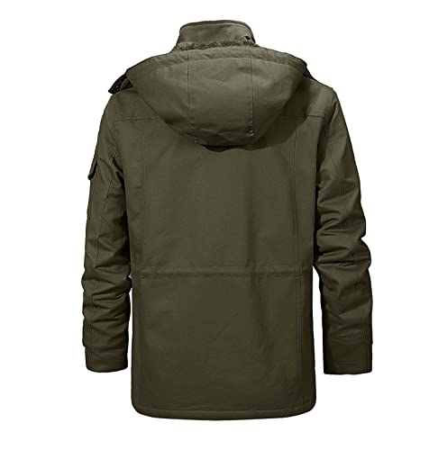 Xiaxogool Mens Down Jacket,Sherpa Jacket For Men Warm Coat Winter Thick Jackets Fleece Lined Jackets Work Jacket Parka Coat With Removable Hood Army Green 4Xl #TOP1
