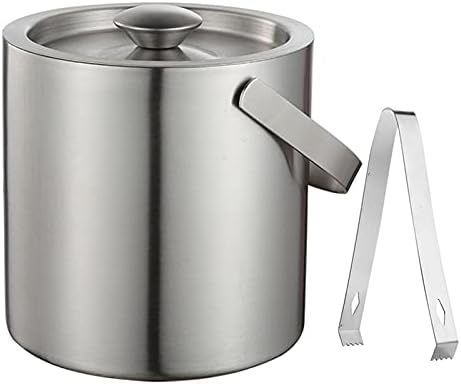 SECOLI Cubo de champán de 130 ml, juego de cubitos de hielo de acero inoxidable, contenedor de hielo de doble pared con pinzas y pinzas aplicables a varias ocasiones SECOLI Cubo de champán de 130 ml, juego de cubitos de hielo de acero inoxidable, contenedor de hielo de doble pared con pinzas y pinzas aplicables a varias ocasiones