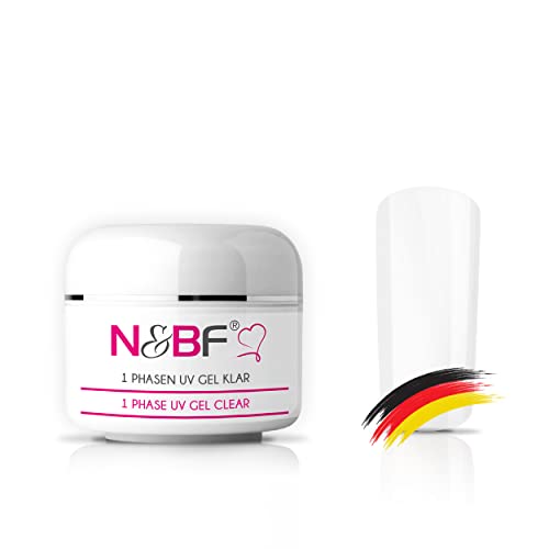 N&BF Gel UV Monophase - 3 en 1 - Base Construction Finition - Manucure/Gel Ongles - Sans Acide - Nail Art - Faux Ongles Viscosité Epaisse (5ml, Transparent)