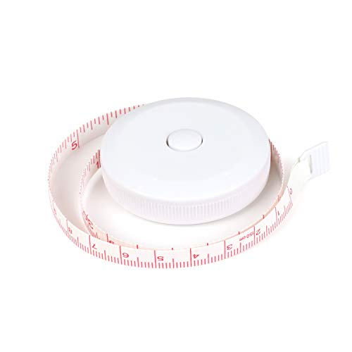 SMARTAKE Tape Measure, Retractable Measuring Tape, Double-Scale(60-Inch/150cm) Soft Sewing Tape with Push Button, White