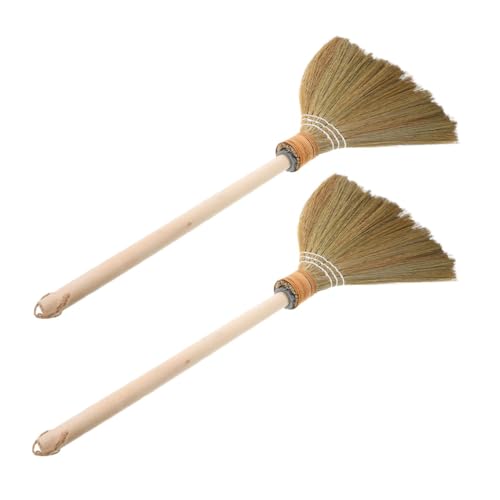 2pcs Natural Grass Soft Broom: Lightweight Floor Sweeping Broom - 25.15