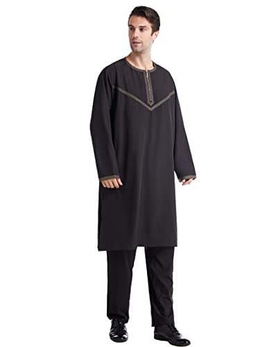 Thobe for Men Islam Mens Thobe Muslim Clothing Moroccan Kaftan Arabic Clothes for Men Set2