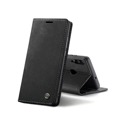 Chocoyi Kompatibel mit Huawei P20 Lite Hülle Leder,Magnetverschluss Premium PU Leder Flip Case,Standfunktion.-schwarz Cover