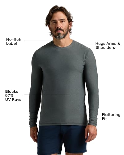 True Classic Mens Workout Shirts, Long Sleeve, Charcoal Heather Gray, XL - image 3