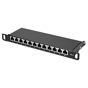 kwmobile 12-poorts 0,5U patchpaneel – Cat 6 distributiepaneel – 10″ patchpanel met aardingskabel – Afgeschermd – Inclusief montageset