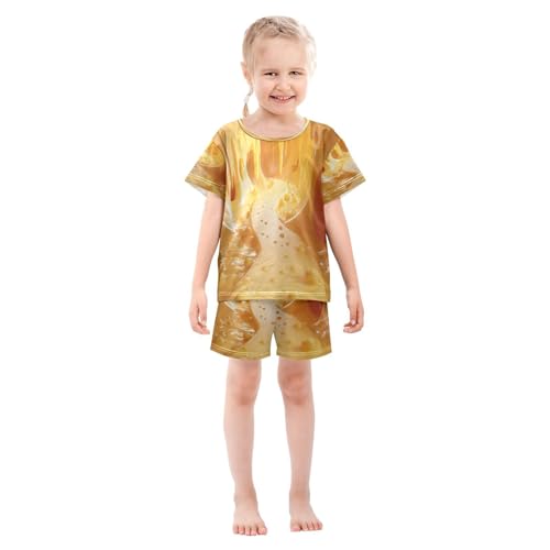 Pajama Sets Short Sleeve Melted Cheese Tunnel with Bubbles Soft Cotton Summer Sleepwear 2 Piece PJS Size 5-14T4