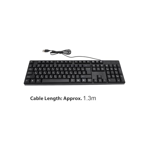 Clavier Azerty dla Języka Rosyjskiego K1800 Klawiatura Mniejszościowa – 104 Klawisze Przewodowa Klawiatura do Gier i Komputera USB z Kablem o Długości 4,9 Stopy do Ergonomicznego