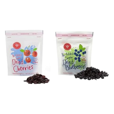 Cherry Bay Orchards - Dried Cherries (4oz) and Blueberries (3oz) Combo Pack - No Added Sugar -100% Domestic, All Natural, Kosher Certified, Gluten Free, and GMO Free - Packed in Resealable Pouches Cover