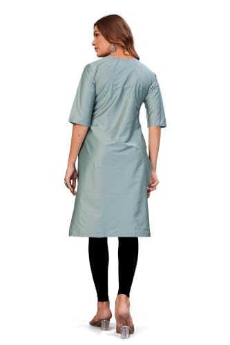 Image of Women's Chanderi Cotton Embriodired Kurtis