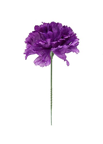 Larksilk Purple Silk Carnation Picks, Artificial Flowers for Weddings, Decorations, DIY Decor, 100 Count Bulk, 3.5" Carnation Heads with 5" Stems - Thumbnail 2