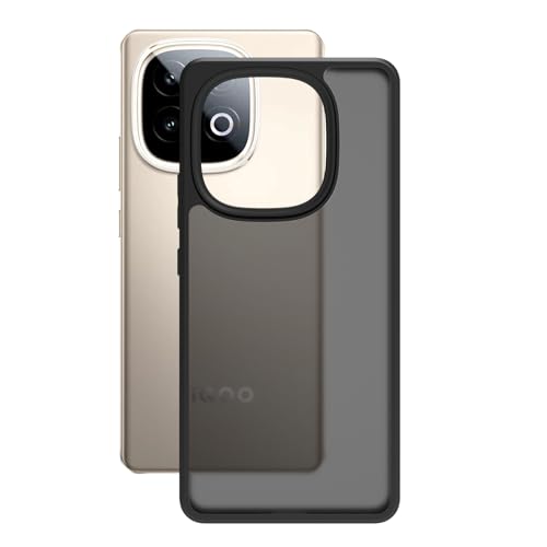 Image of RIGGEAR Shockproof Sleek Hybrid Armor Back Cover Case for iQOO Neo 10 5G (Smoke Black Matte PC and Black TPU Bumper)