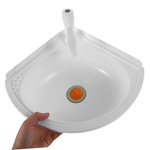 Lavabo de plástico Lurrose lavabo de esquina triangular blanco para baño pequeño 5