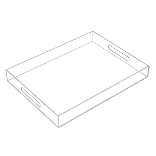 Clear Sturdy Acrylic Serving Tray with Handles-12x16Inch-Serving ...