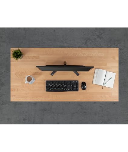 Image of Stand Up Desk Store Solid Wood Top Electric Adjustable Height Standing Desk with Programmable Memory (Charcoal Frame /Natural Birch Top, 60 inch Wide)