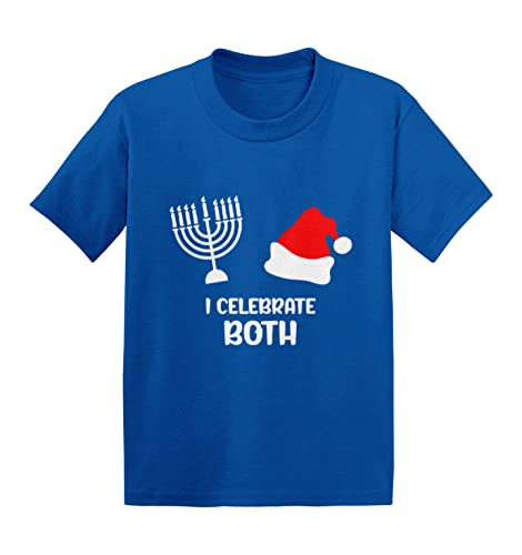 I Celebrate Both - Christmas Hanukkah Infant/Toddler Cotton Jersey T-Shirt (Royal Blue, 18 Months)