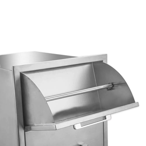 Image of Outdoor Kitchen Drawers with Paper Towel Holder,Stainless Steel Double BBQ Drawer, 17 inch W x 30 inch H x 21 inch D Flush Mount Access Drawer for Outdoor Kitchen,BBQ Island