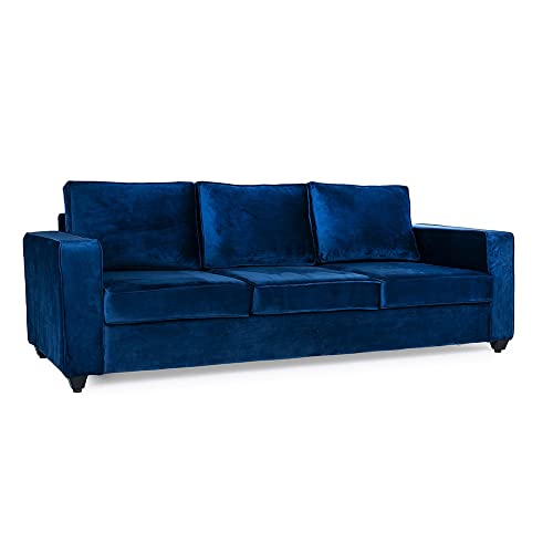 Image of Wakefit Sofa Set | 3 Year Warranty | Sofa 5 Seater, 5 Seater Sofa for Living Room, Wooden Sofa Set, Sofa Set 3+1+1 Seater - Napper(Fabric-Velvet : Blue)