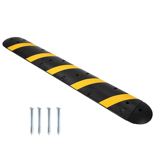 Heavy Duty Recycled Rubber Speed Bump 7Ft 1Pack | 2 Inch High Industrial-Grade for Asphalt Durable Traffic Calming Hump for Parking Lots, Garages & Roads | Weather Resistant