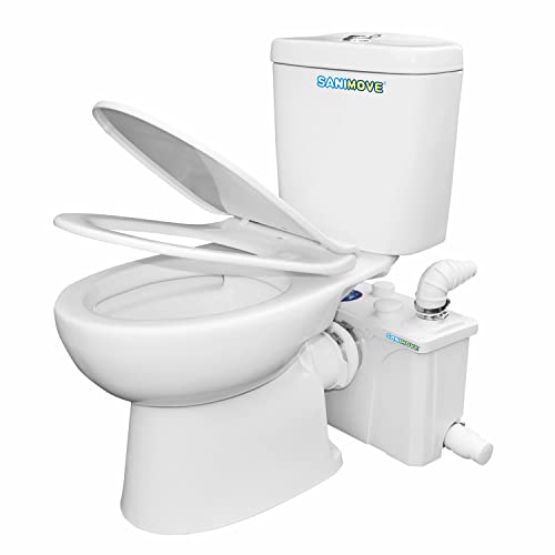 Sanimove 700watt Macerating Modern Toilet with Pump 3 Piece of Upflush Toilet System for Basement Room Round Bowl Toilet with Upflush Toilet Tank Macerator Pump Toilet for Kitchen Sink and Bathrooms Sanimove 700watt Macerating Modern Toilet with Pump 3 Piece of Upflush Toilet System for Basement Room Round Bowl Toilet with Upflush Toilet Tank Macerator Pump Toilet for Kitchen Sink and Bathrooms