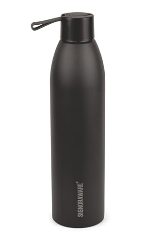 Image of SignoraWare Laguna Vacuum ISI Certified Stainless Steel Bottle | Airtight & Leakproof | Retain Freshness For Hours | Ergonomic Design | Ideal for School, Office, Gym Or Outdoors (950ml | Black)