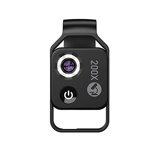Microscope Digital 200x Microscope Zoom Lens LED Light Micro Macro Pocket Lens with CPL(Black with CPL)