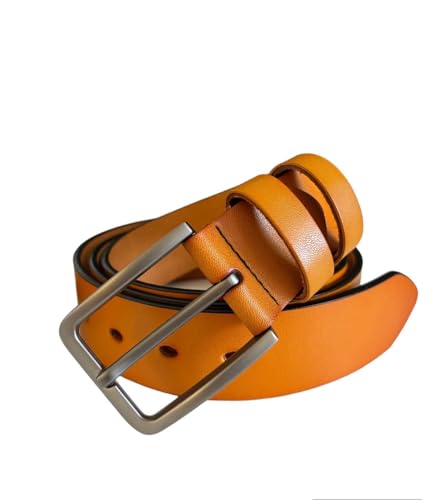 Men’s 100% Leather Classic Every Day Dress Belt for Jeans, Khakis, packed in a gift box.