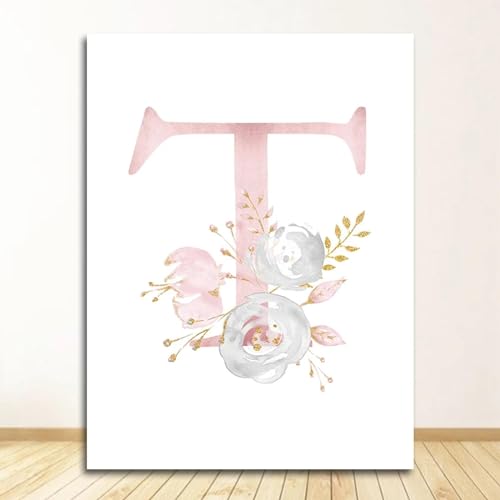 Affiches et impressions sur toile personnalisees lettre T cadeau de naissance decoration fille