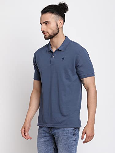 Image of Cantabil Men's Cotton Blend Solid Polo Neck T-Shirt (Regular Fit)