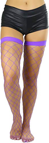 Image of ToBeInStyle Women's Vibrant Large Net Fishnet Thigh High Elastic Nylon Novelty Stockings