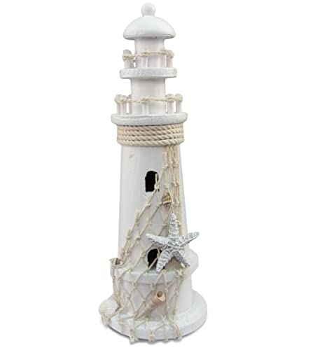 Puzzled White Wooden Lighthouse Nautical Decor