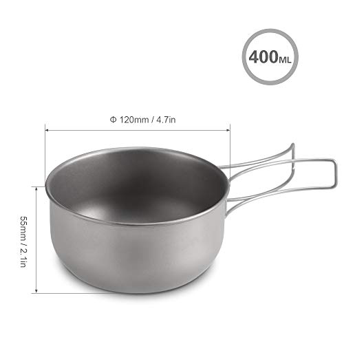 Nishore 400 ML Tigela Titanium Super Leve Camping Tigela Portátil Talheres Tigela de Cozinha com Dob