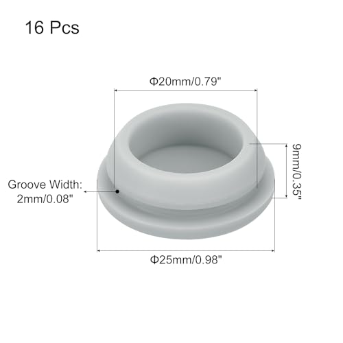 Image of MECCANIXITY 16pcs Silicone Snap in Locking Hole Plugs,20mm /0.8 Inch Mounting Diameter Narrow Groove Width 2mm Panel Seal Cover Round for Kitchen Bulkheads Waterproof Sealing Plugs Grey